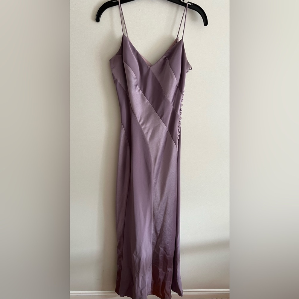 Slip Maxi Dress in Dusty Lavender - Sleek V-Neck Satin Maxi